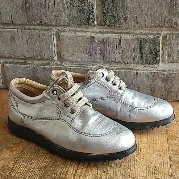 Vintage MER DU SUD   Silver Leather Shoes - Size 36C - Picture 1 of 7